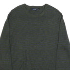 NAUTICA Mens Green & Blue Patterned Pullover Striped Crew Neck Basic Knit L