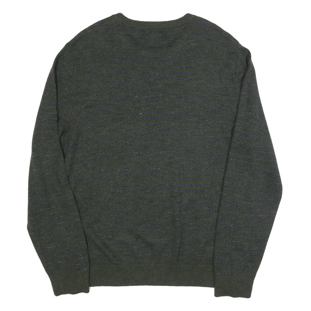 NAUTICA Mens Green & Blue Patterned Pullover Striped Crew Neck Basic Knit L