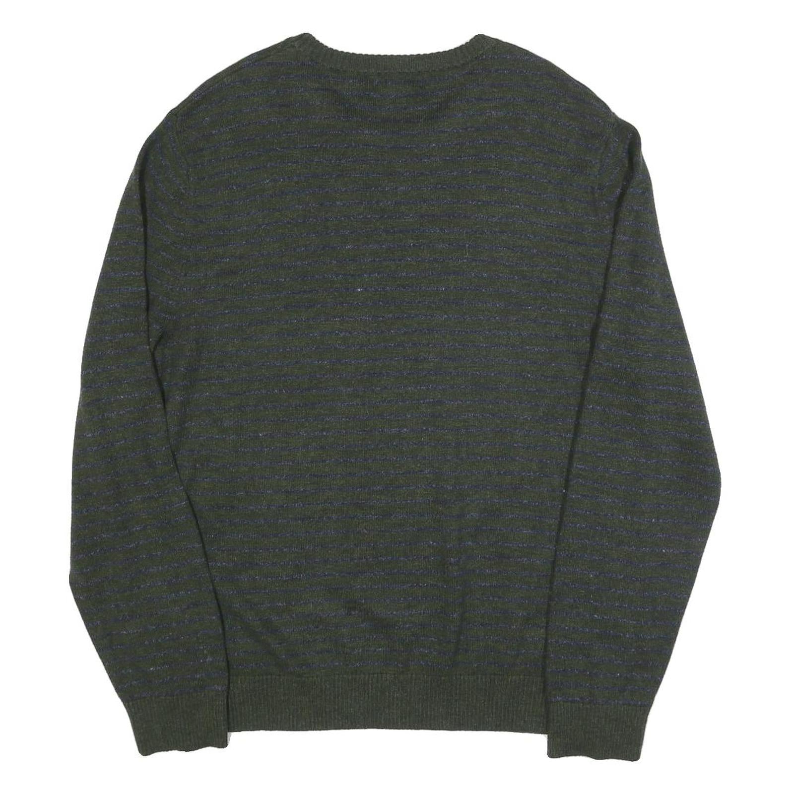 NAUTICA Mens Green & Blue Patterned Pullover Striped Crew Neck Basic Knit L