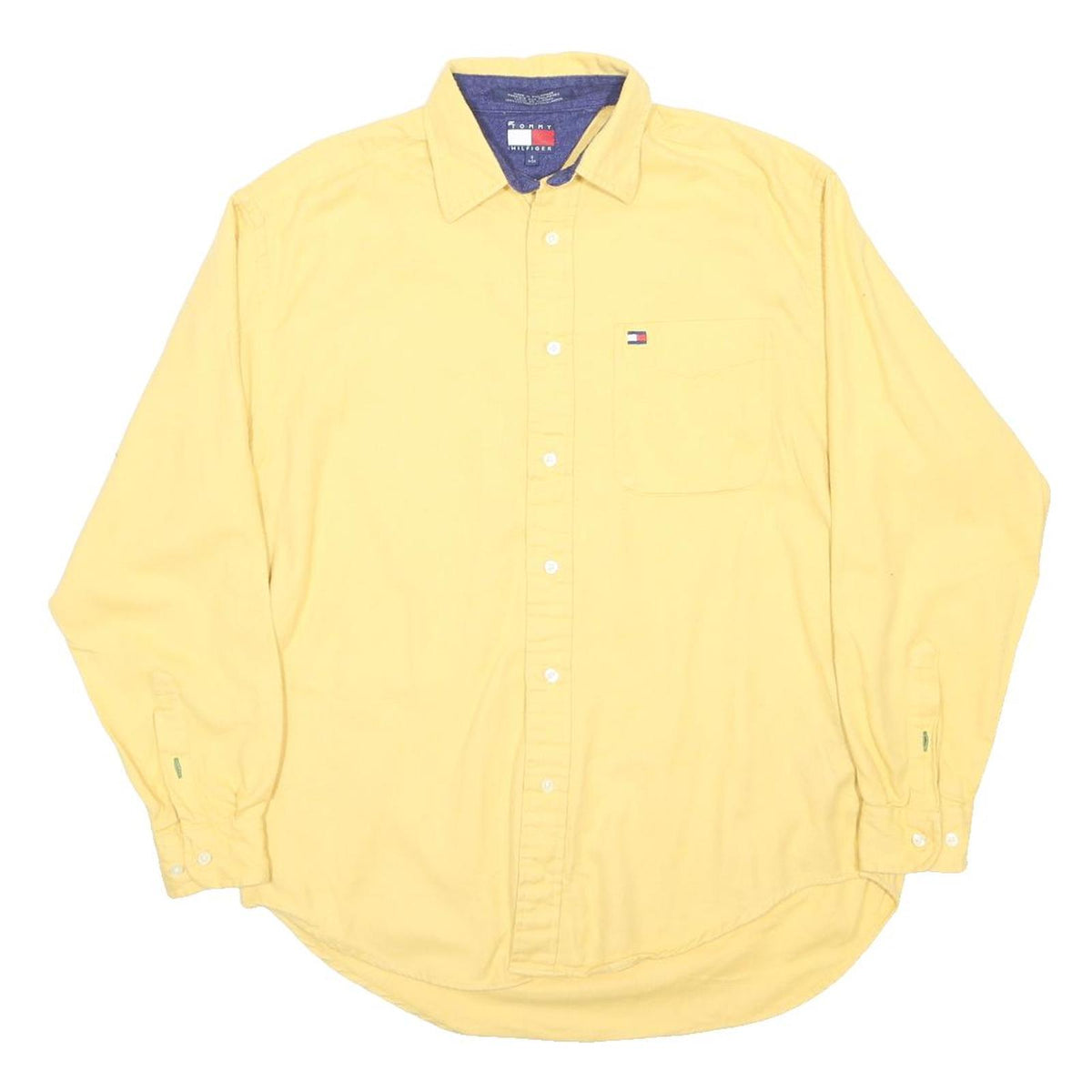 TOMMY HILFIGER Mens Yellow Shirt S Cotton Classic Long Sleeve Casual