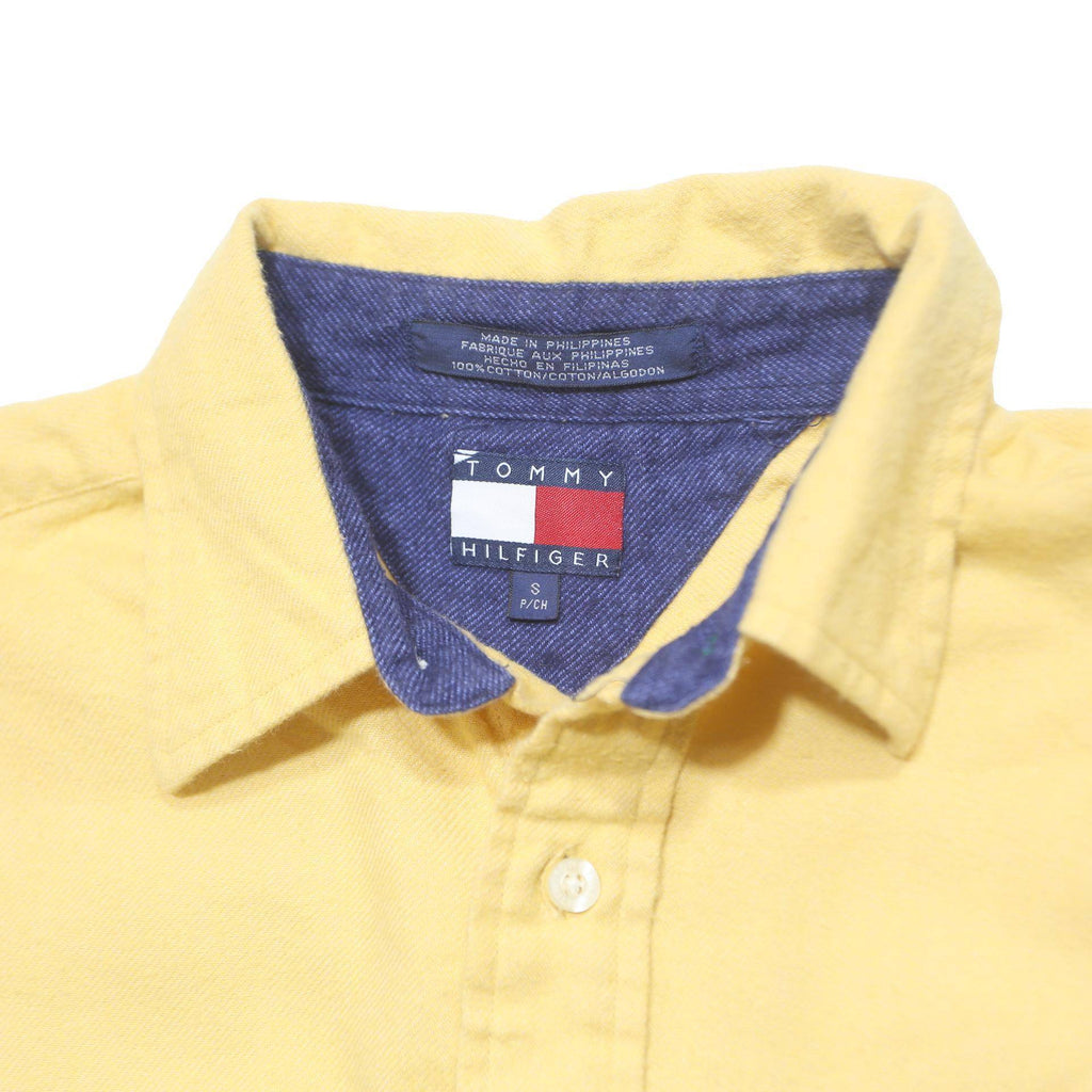 TOMMY HILFIGER Mens Yellow Shirt S Cotton Classic Long Sleeve Casual