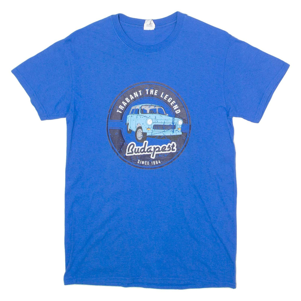 GILDAN Budapest Souvenir Mens T-Shirt Blue Crew Neck S
