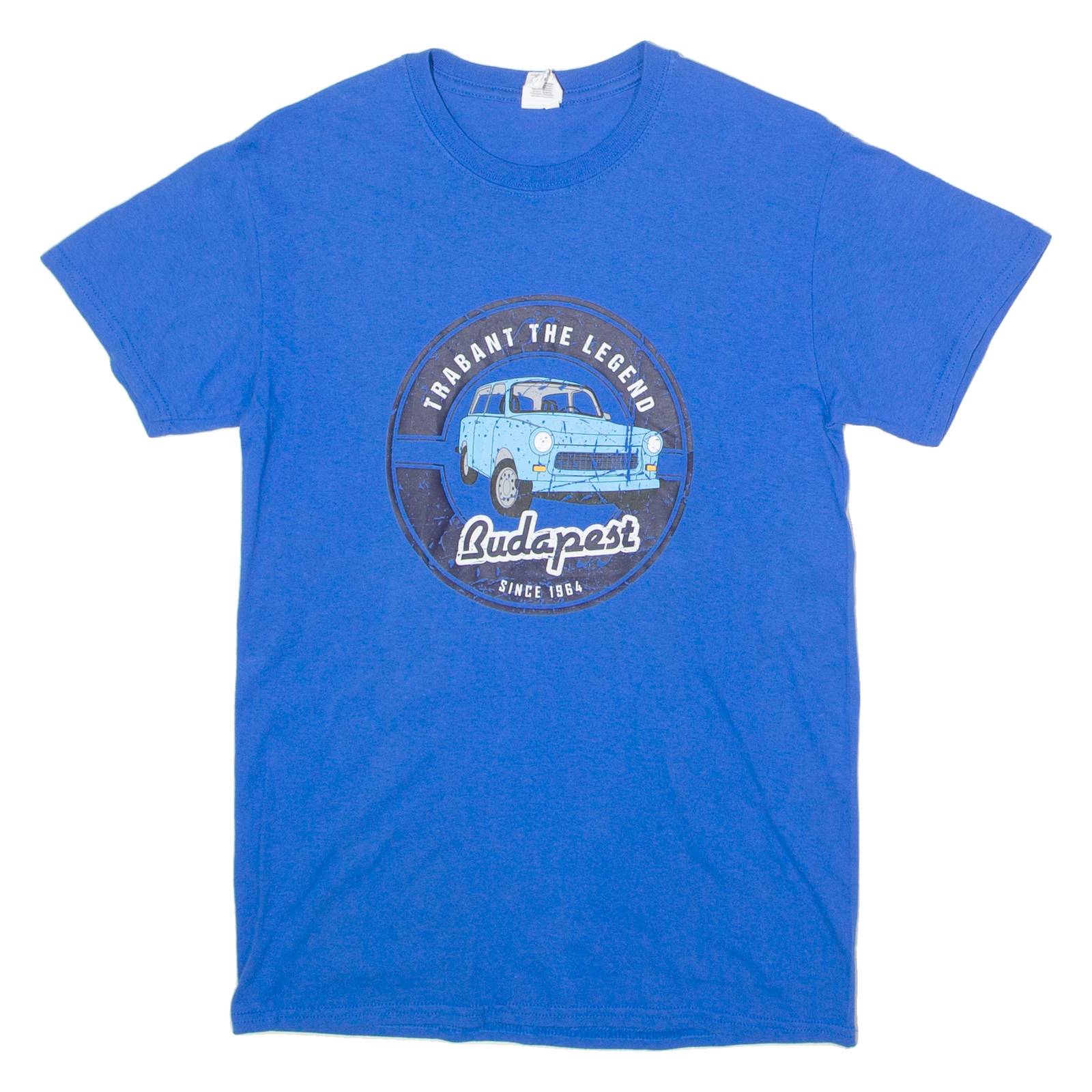 GILDAN Budapest Souvenir Mens T-Shirt Blue Crew Neck S