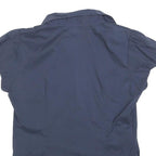 ARMANI JEANS Womens Navy Blue Shirt M Short Sleeve Button Front AJ Studded Logo