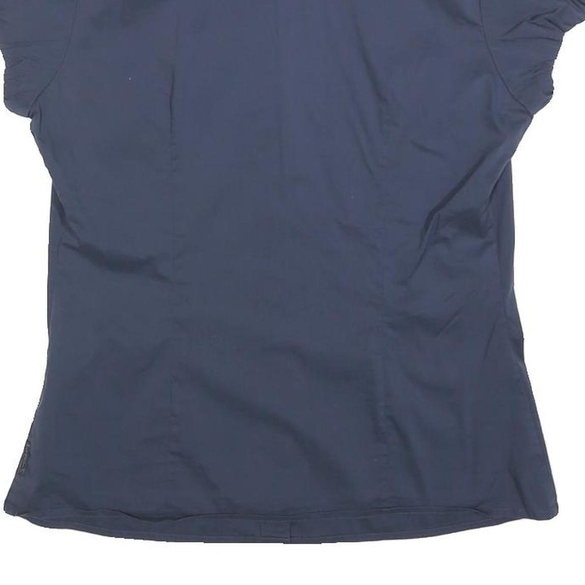 ARMANI JEANS Womens Navy Blue Shirt M Short Sleeve Button Front AJ Studded Logo