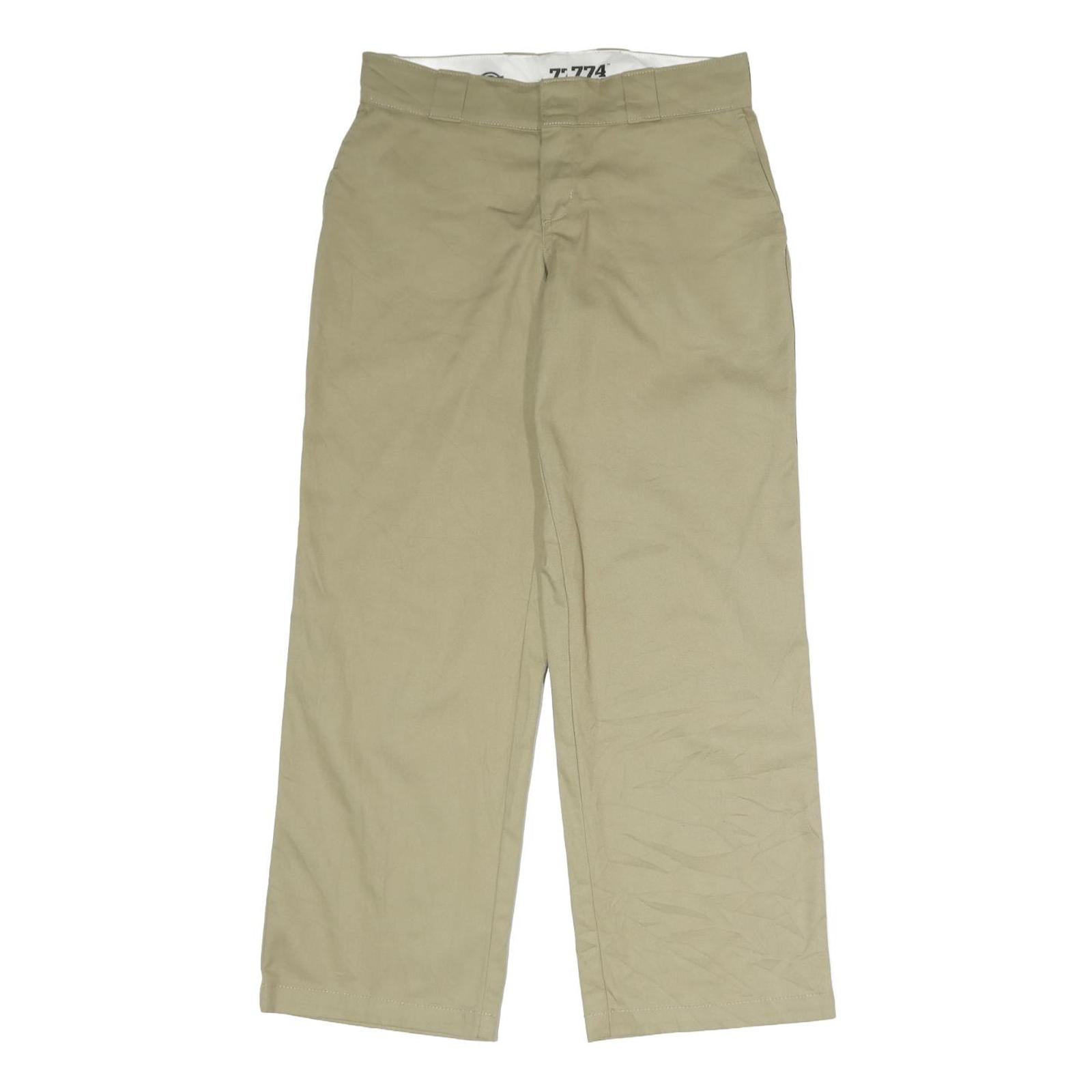DICKIES Mens Cotton Beige Regular Fit Straight Leg Trousers W36 L30 Workwear