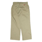 DICKIES Mens Cotton Beige Regular Fit Straight Leg Trousers W36 L30 Workwear
