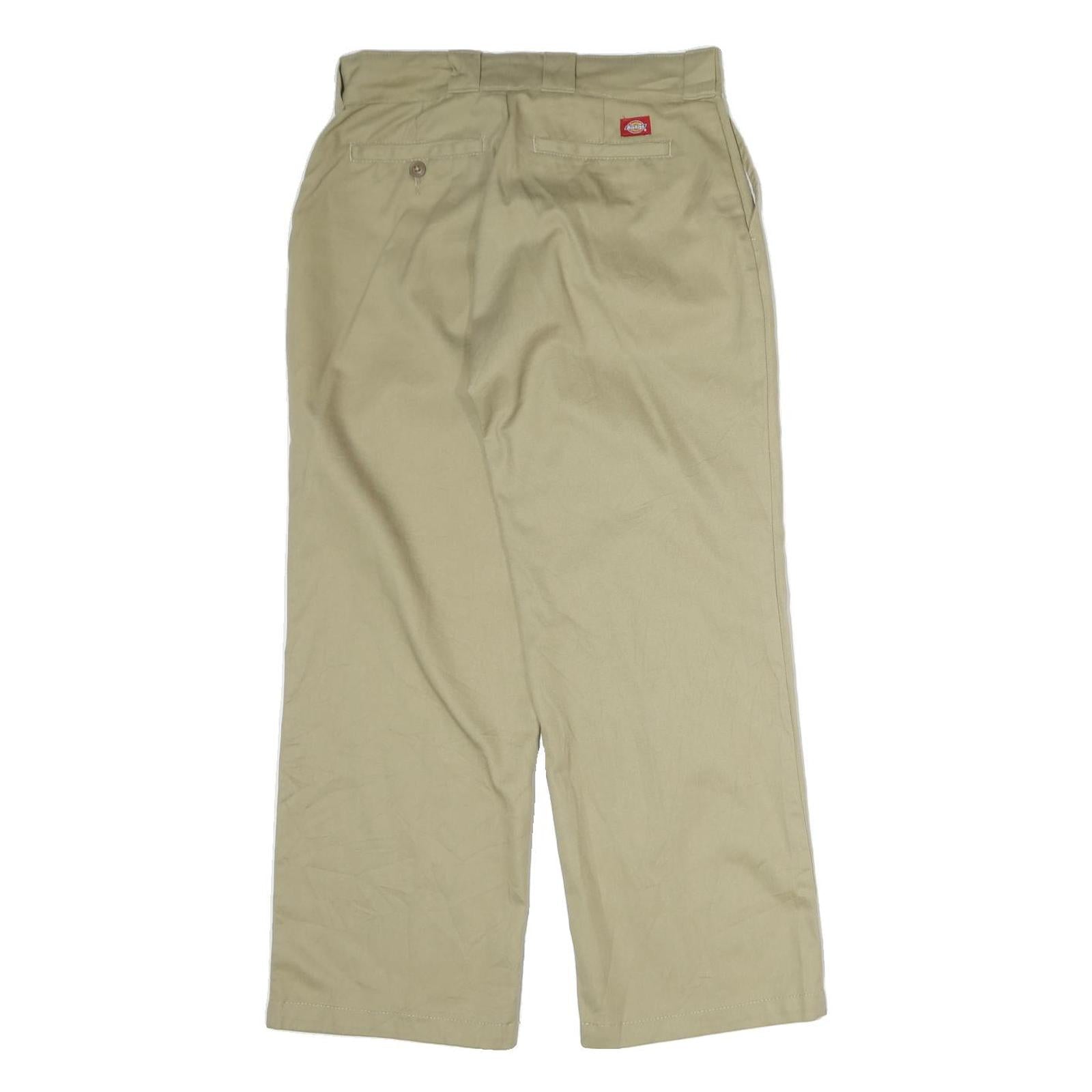 DICKIES Mens Cotton Beige Regular Fit Straight Leg Trousers W36 L30 Workwear