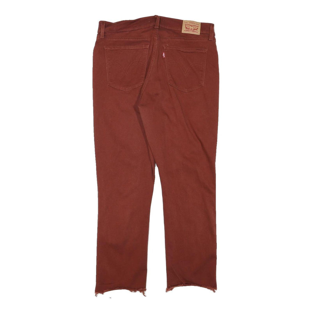 LEVI'S Womens Cotton Blend Rust Brown Regular Straight Trousers W32 L26 Casual