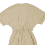 ZARA Womens Beige Cotton Blend Day Dress Button Short Sleeve Size S Comfortable