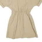 ZARA Womens Beige Cotton Blend Day Dress Button Short Sleeve Size S Comfortable