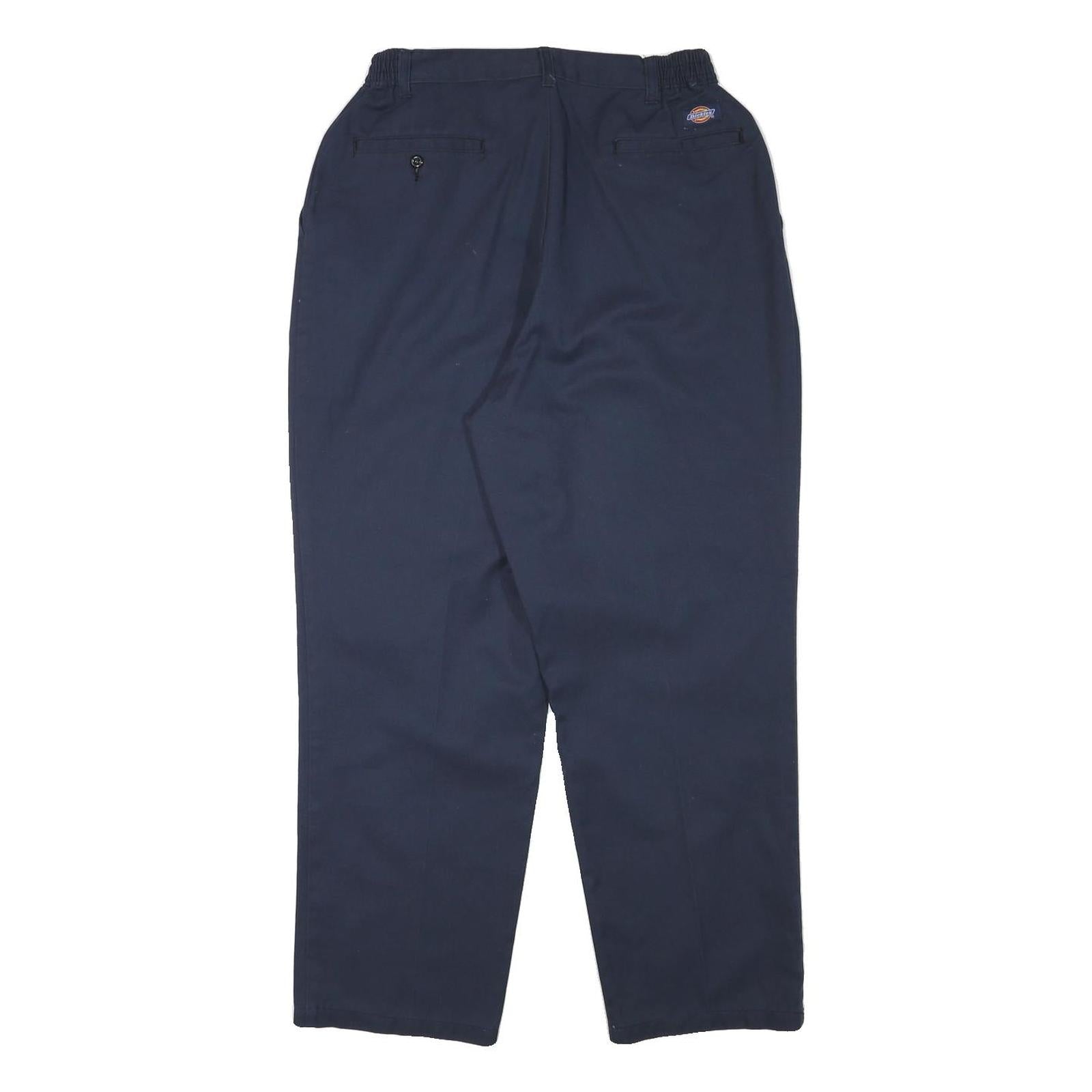 DICKIES Mens Cotton Blend Navy Relaxed Straight Trousers W28 L28 Workwear Casual
