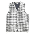 C&A Womens Black & White Checked Jacket S Polyester Blend Zip Sleeveless Casual
