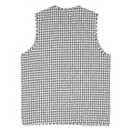 C&A Womens Black & White Checked Jacket S Polyester Blend Zip Sleeveless Casual