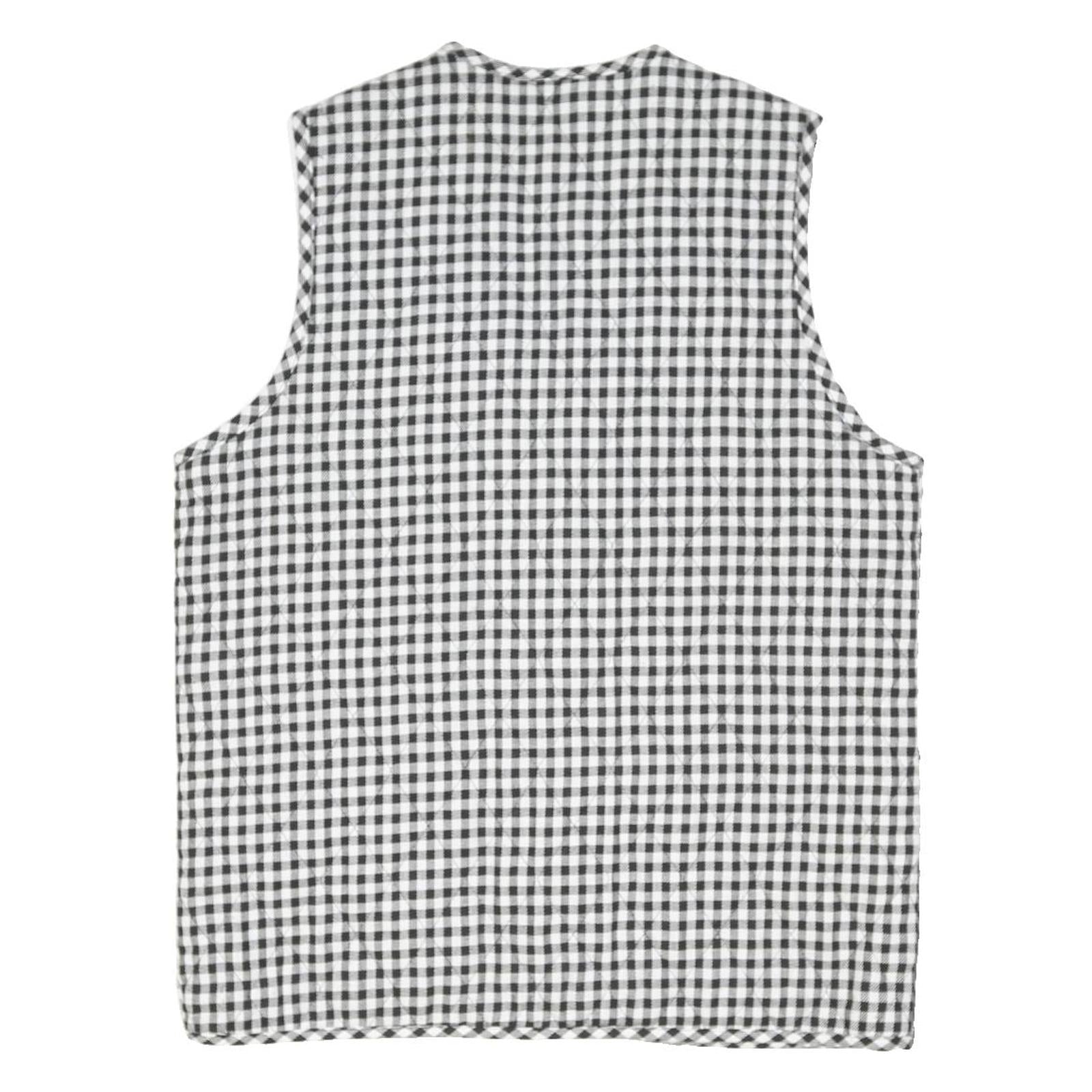 C&A Womens Black & White Checked Jacket S Polyester Blend Zip Sleeveless Casual