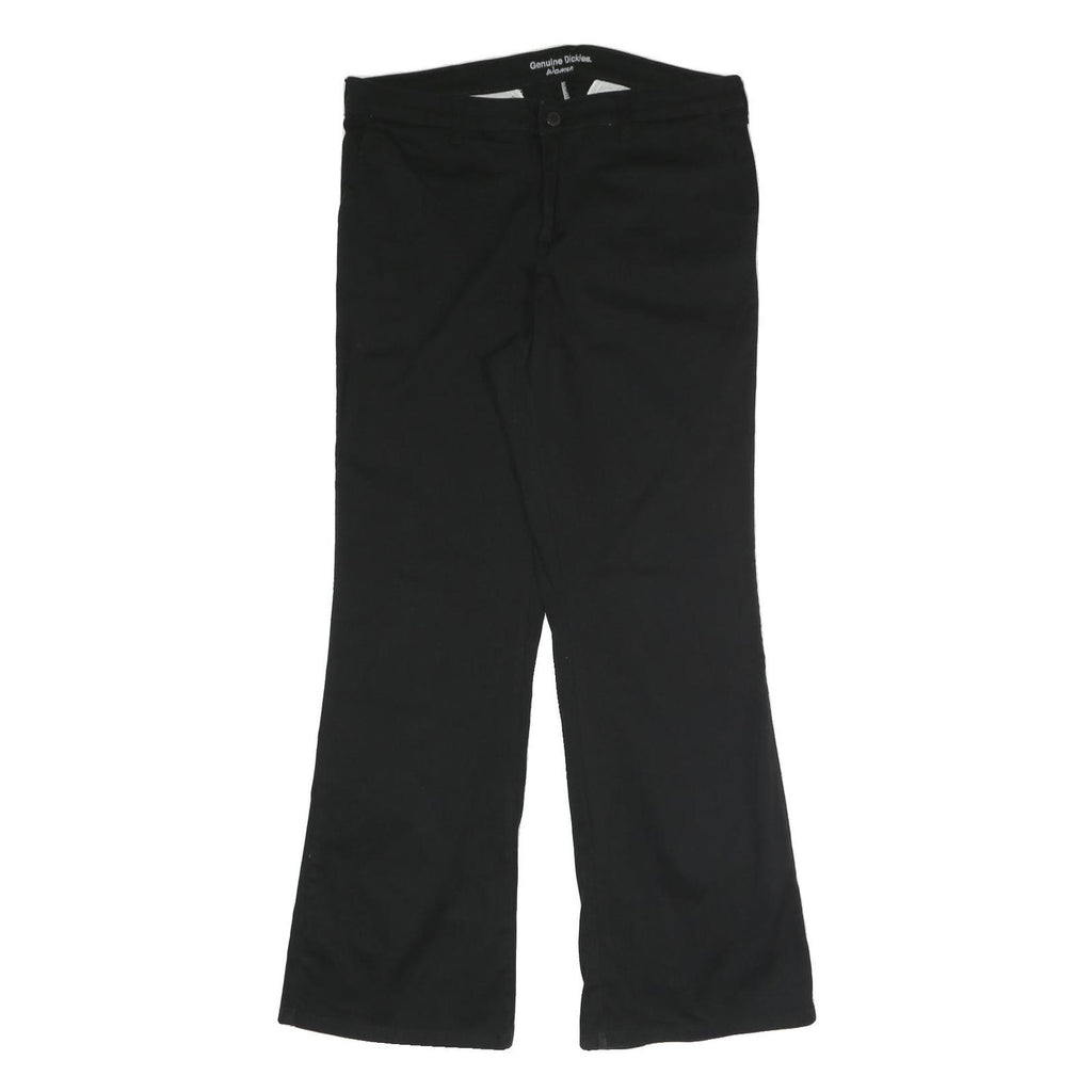 DICKIES Womens Black Regular Fit Straight Leg Trousers W34 L31 Cotton Blend Zip