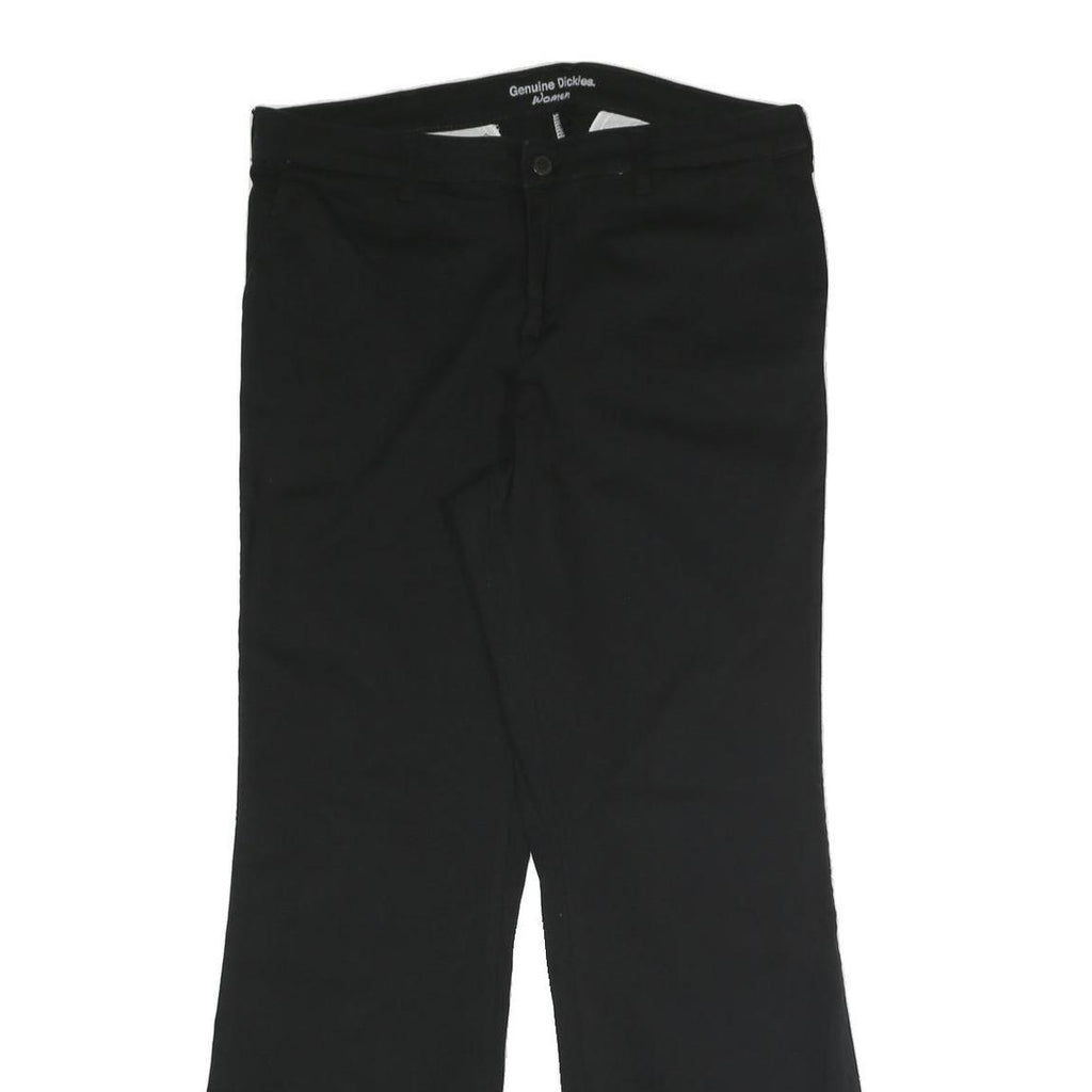 DICKIES Womens Black Regular Fit Straight Leg Trousers W34 L31 Cotton Blend Zip