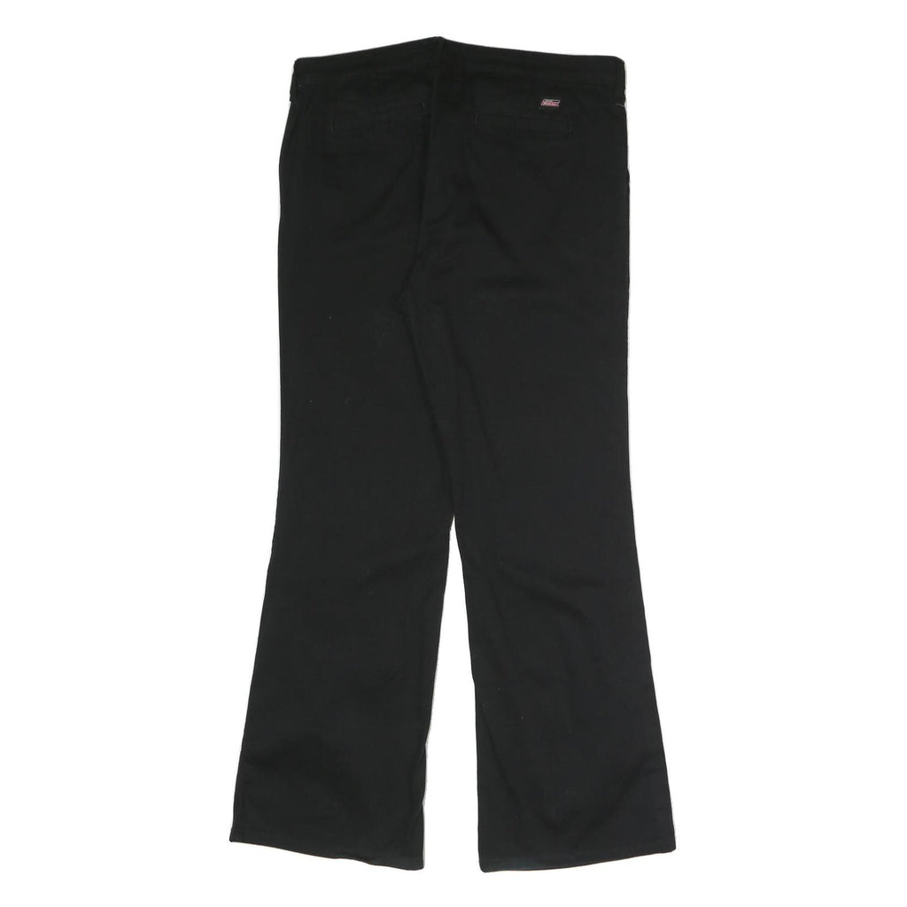 DICKIES Womens Black Regular Fit Straight Leg Trousers W34 L31 Cotton Blend Zip