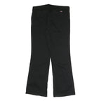 DICKIES Womens Black Regular Fit Straight Leg Trousers W34 L31 Cotton Blend Zip