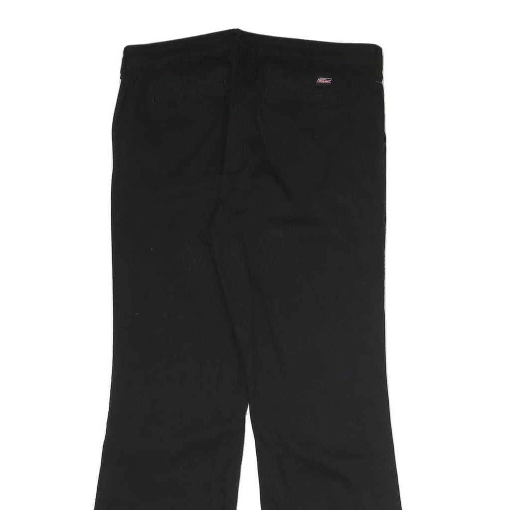 DICKIES Womens Black Regular Fit Straight Leg Trousers W34 L31 Cotton Blend Zip