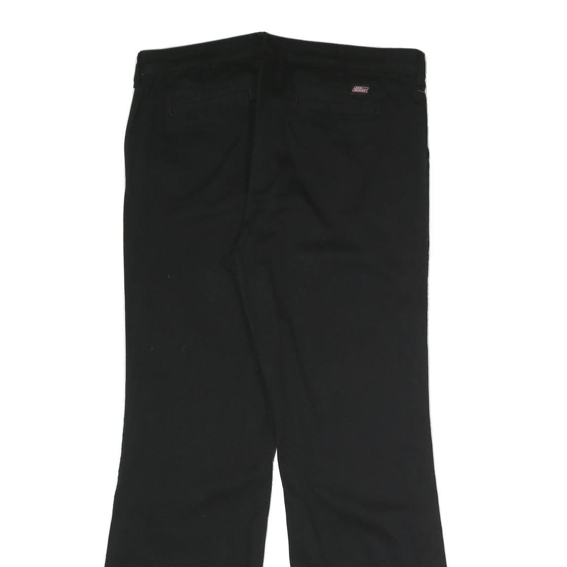 DICKIES Womens Black Regular Fit Straight Leg Trousers W34 L31 Cotton Blend Zip