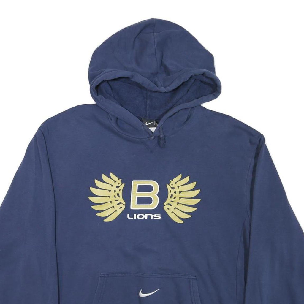 NIKE Mens Blue B Lions Hoodie M Cotton Blend Pullover Sports Sweatshirt