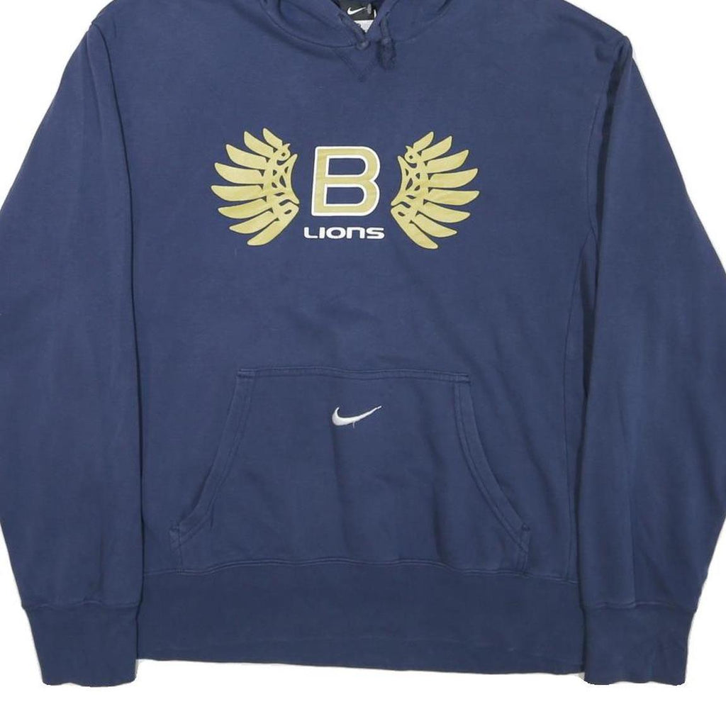 NIKE Mens Blue B Lions Hoodie M Cotton Blend Pullover Sports Sweatshirt