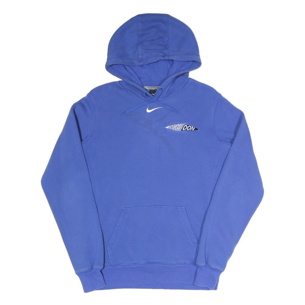 NIKE Womens Blue Hoodie M Cotton Blend Pullover Drawstring Hood Casual