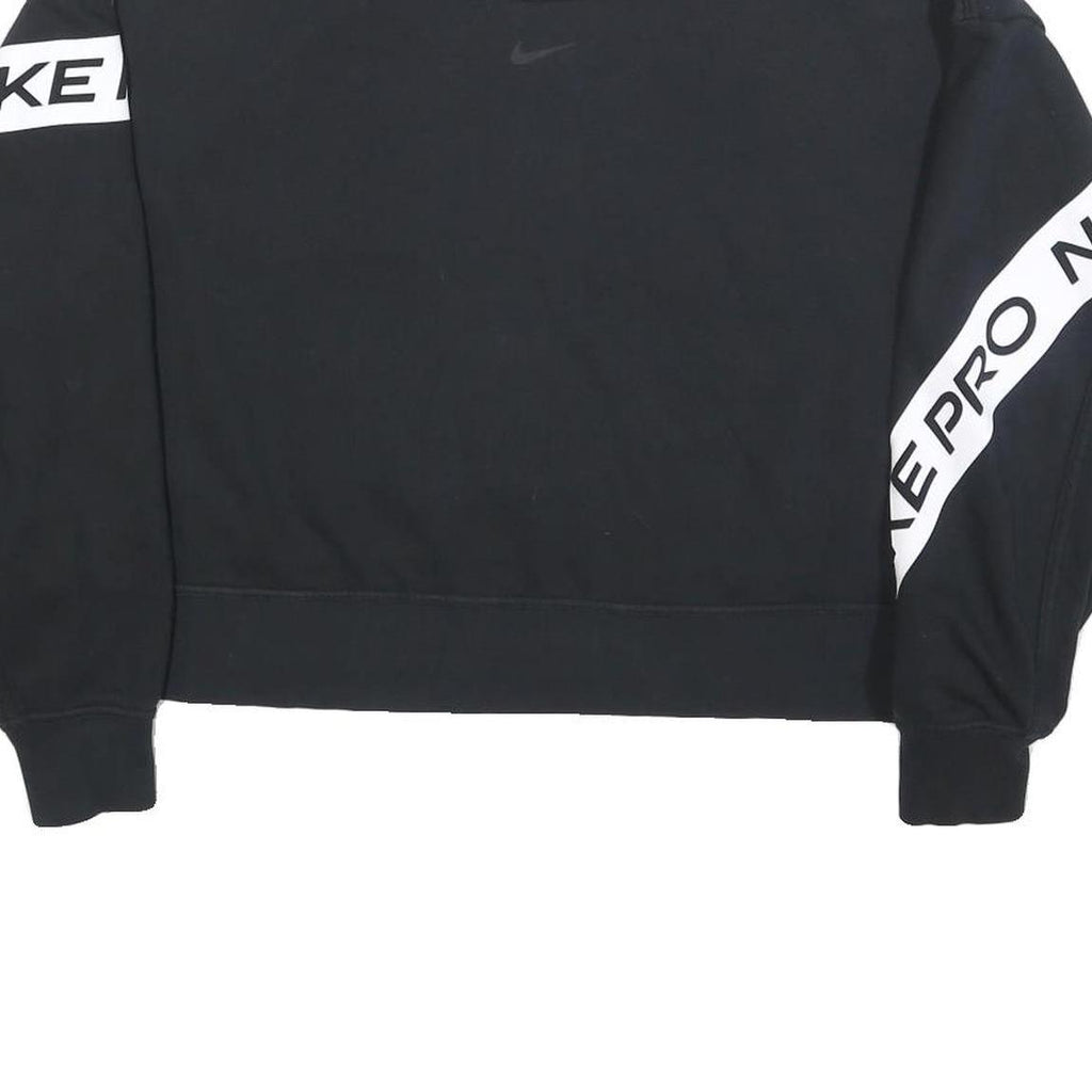 NIKE Womens Black Cotton Blend Crew Neck L Sweatshirt Cropped Logo Print