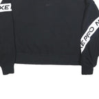 NIKE Womens Black Cotton Blend Crew Neck L Sweatshirt Cropped Logo Print