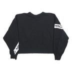 NIKE Womens Black Cotton Blend Crew Neck L Sweatshirt Cropped Logo Print