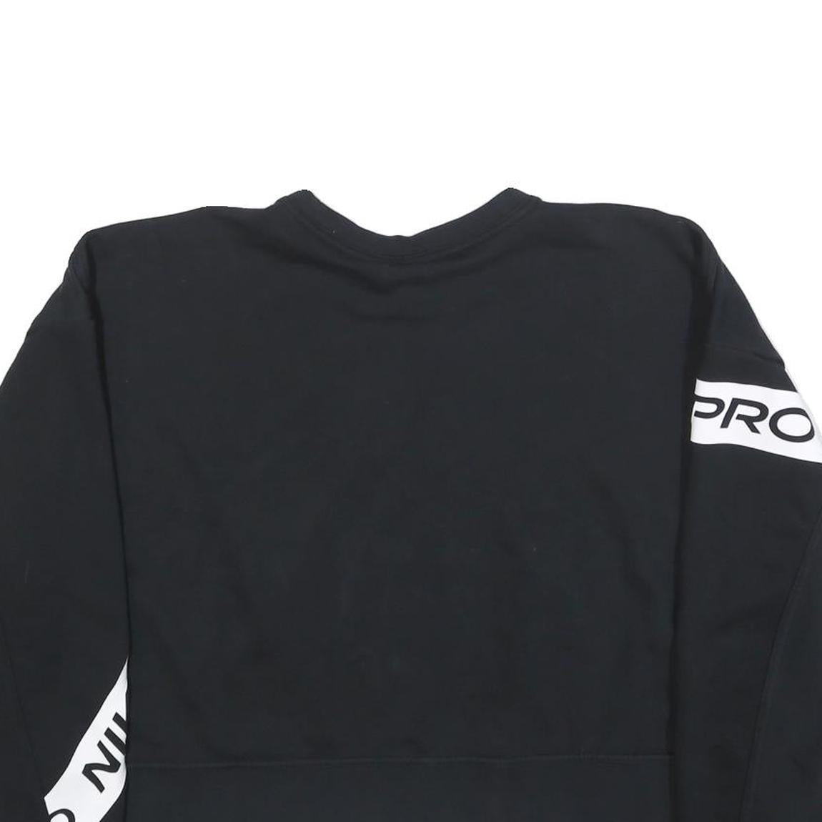 NIKE Womens Black Cotton Blend Crew Neck L Sweatshirt Cropped Logo Print