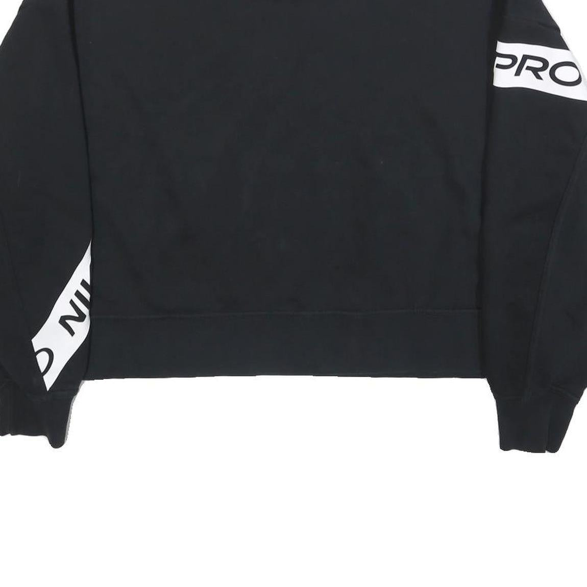 NIKE Womens Black Cotton Blend Crew Neck L Sweatshirt Cropped Logo Print