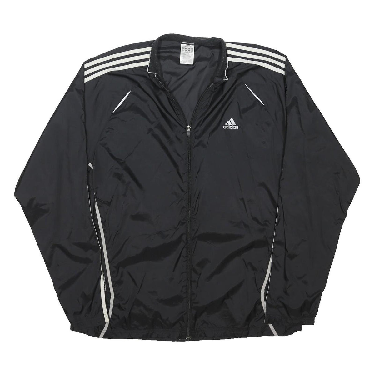 ADIDAS Mens Black & White Track Jacket XL Polyester Blend Zip Sportswear