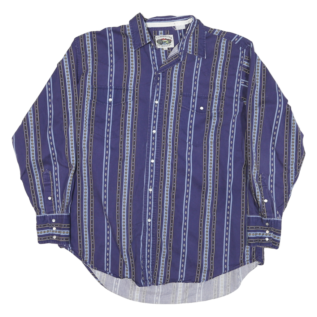 CUMBERLAND OUTFITTERS Mens Blue & Black Patterned Shirt XL Cotton Blend Long