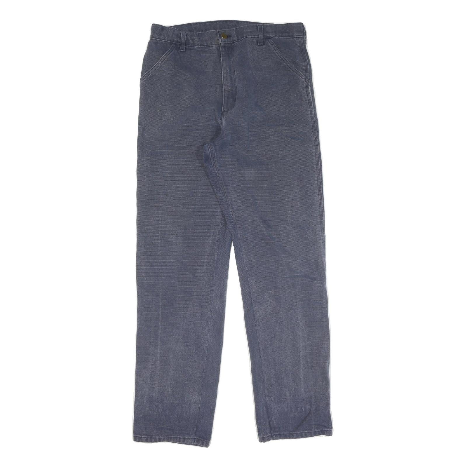 CARHARTT Mens Cotton Navy Blue Regular Straight Leg Trousers W32 L36 Workwear