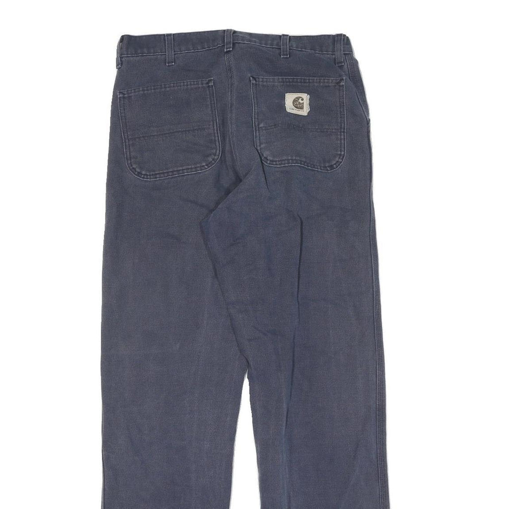 CARHARTT Mens Cotton Navy Blue Regular Straight Leg Trousers W32 L36 Workwear