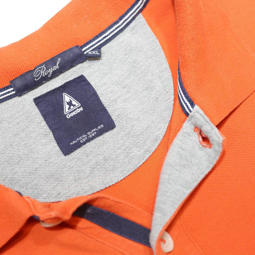 GAASTRA Mens Orange Cotton Short Sleeve Plain 2XL Polo Shirt Classic Fit