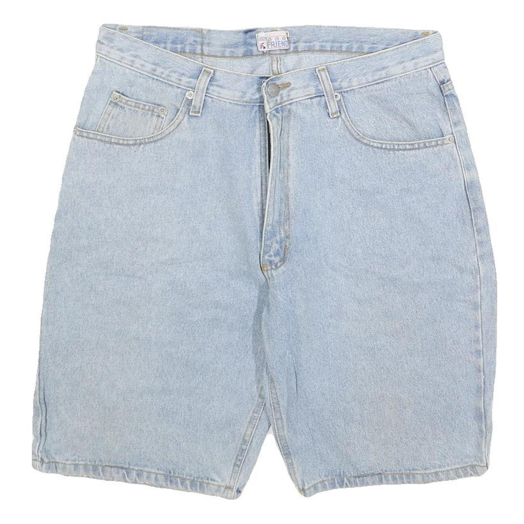 FRIEND Mens Shorts Blue Denim Casual M W32 Cotton Blend Classic Fit