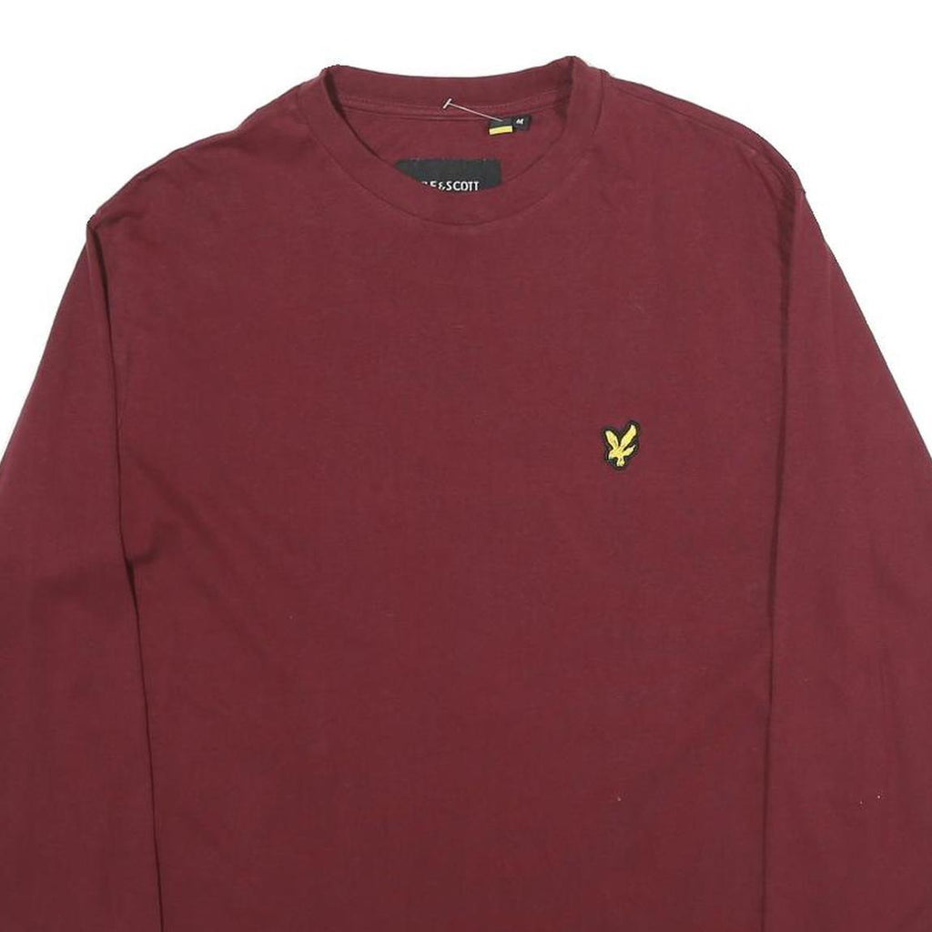 LYLE & SCOTT Mens Maroon Long Sleeve Crew Neck Cotton Blend T-Shirt M
