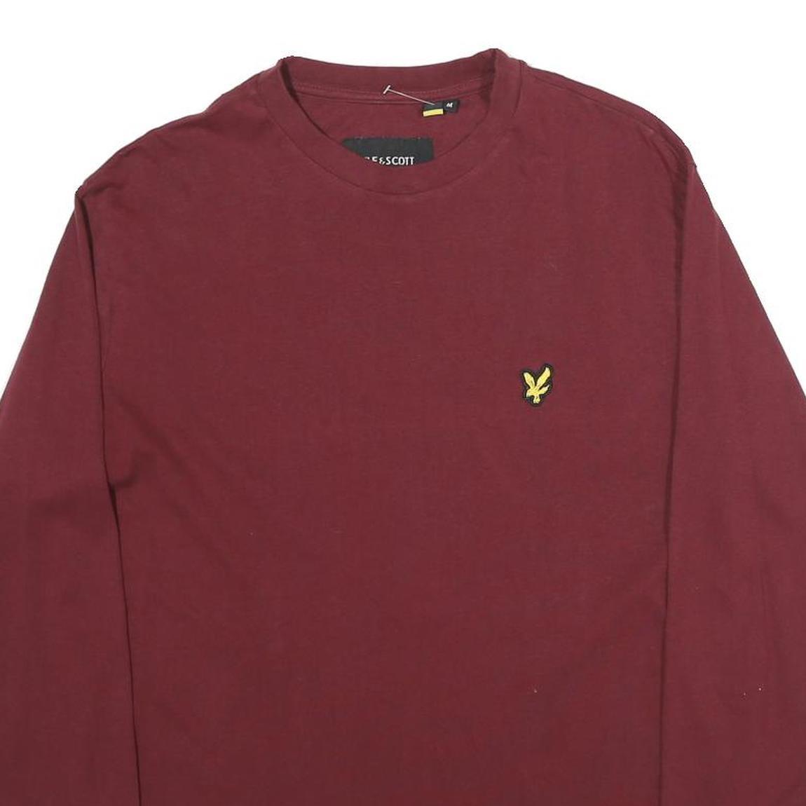 LYLE & SCOTT Mens Maroon Long Sleeve Crew Neck Cotton Blend T-Shirt M