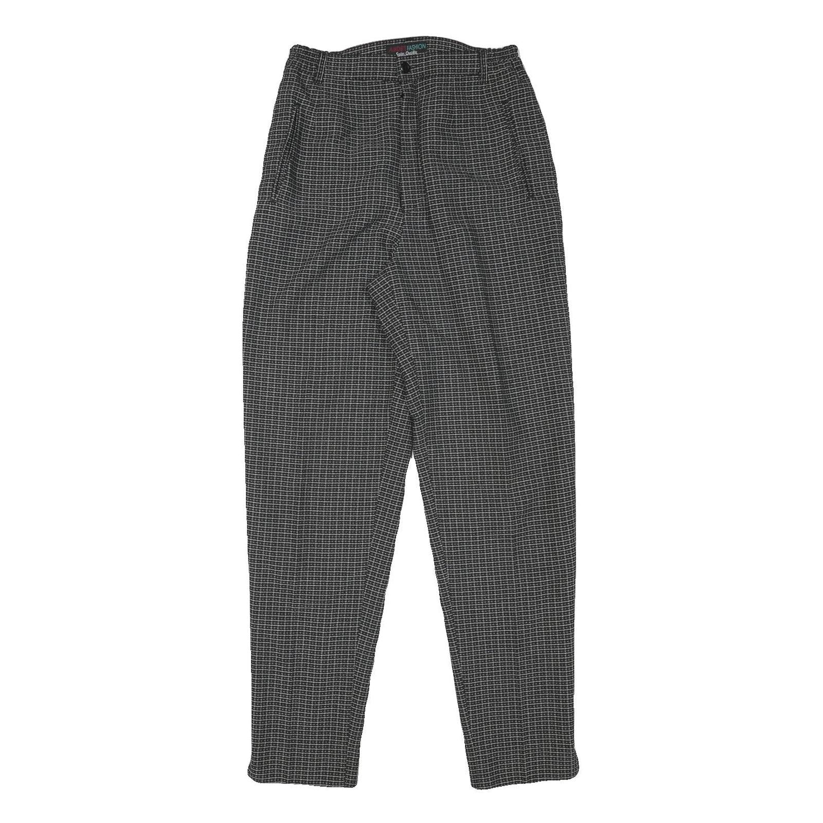 MADE FASHION Womens Polyester Blend Black Check Relaxed Straight Trousers W25