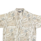 PURITAN Mens Beige & Brown Cotton Blend XL Tropical Pattern Casual Short Sleeve