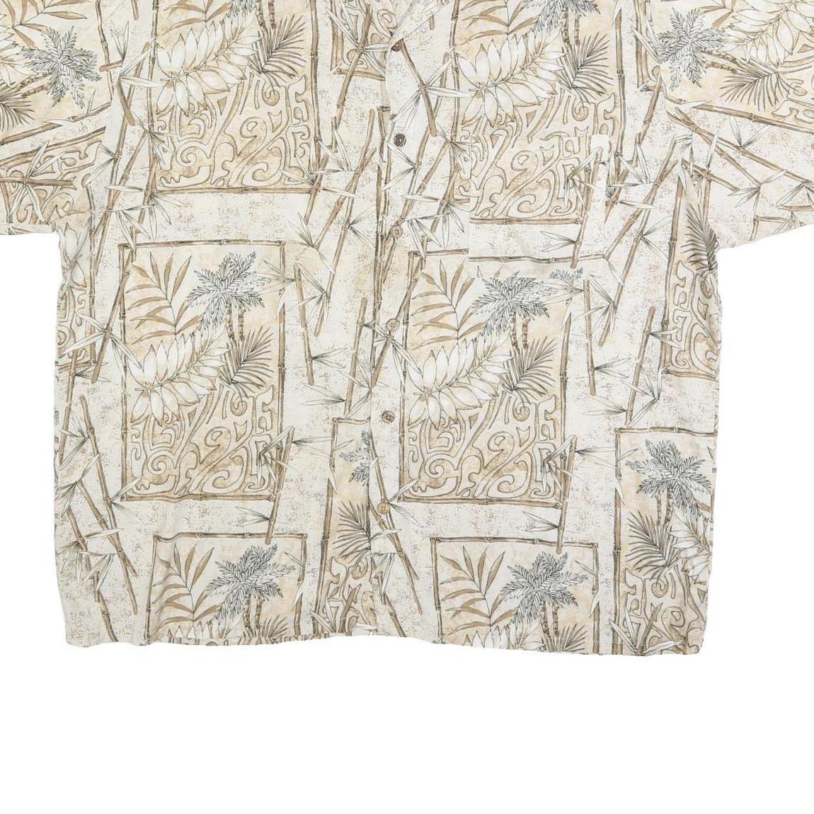 PURITAN Mens Beige & Brown Cotton Blend XL Tropical Pattern Casual Short Sleeve