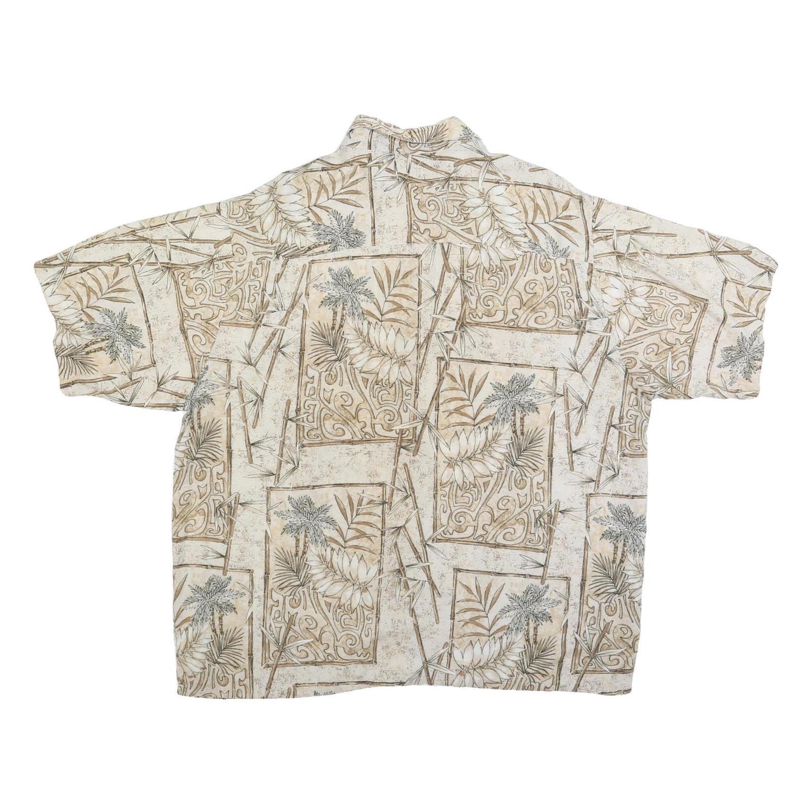 PURITAN Mens Beige & Brown Cotton Blend XL Tropical Pattern Casual Short Sleeve