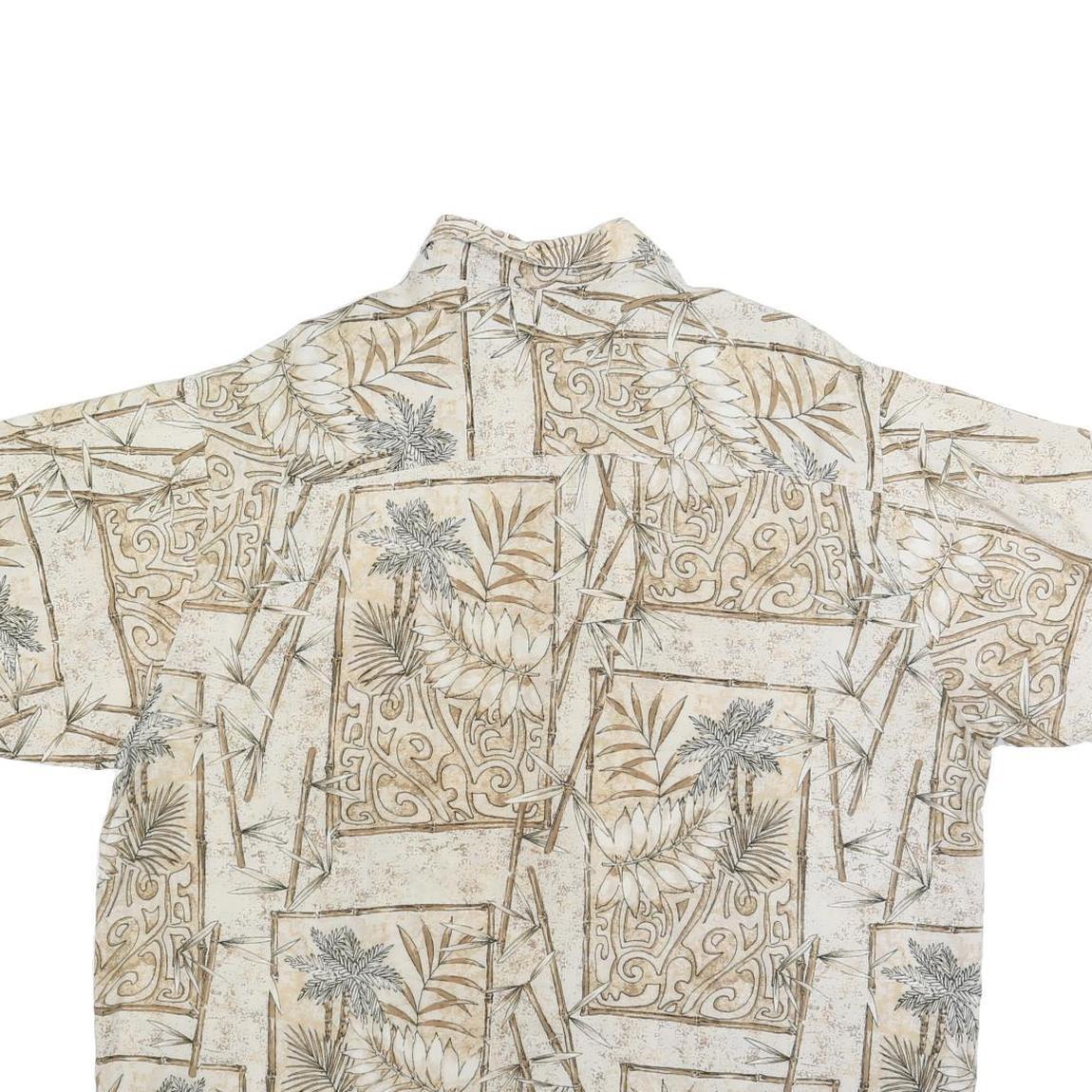 PURITAN Mens Beige & Brown Cotton Blend XL Tropical Pattern Casual Short Sleeve
