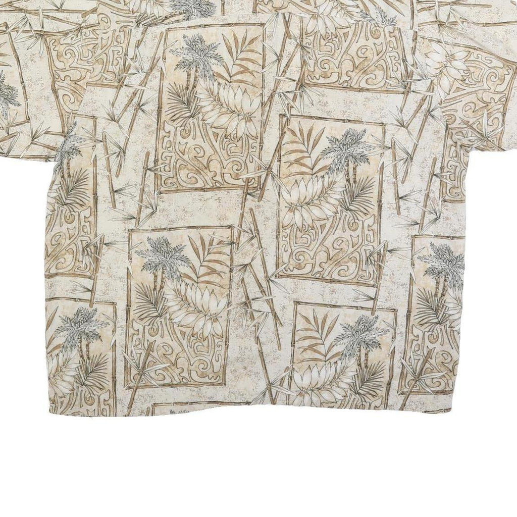 PURITAN Mens Beige & Brown Cotton Blend XL Tropical Pattern Casual Short Sleeve