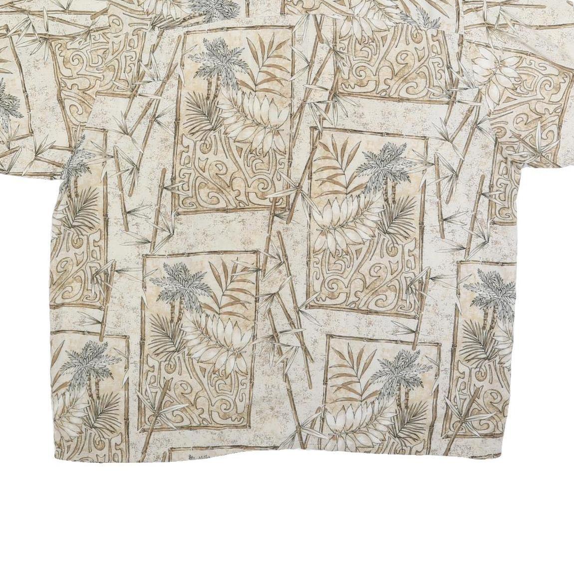 PURITAN Mens Beige & Brown Cotton Blend XL Tropical Pattern Casual Short Sleeve