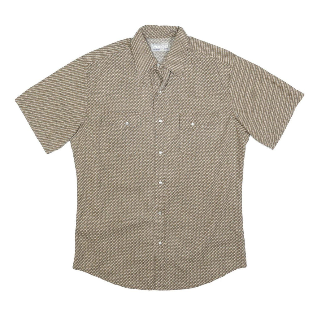 WRANGLER Mens Beige Pattern Short Sleeve Shirt XS Cotton Blend Casual