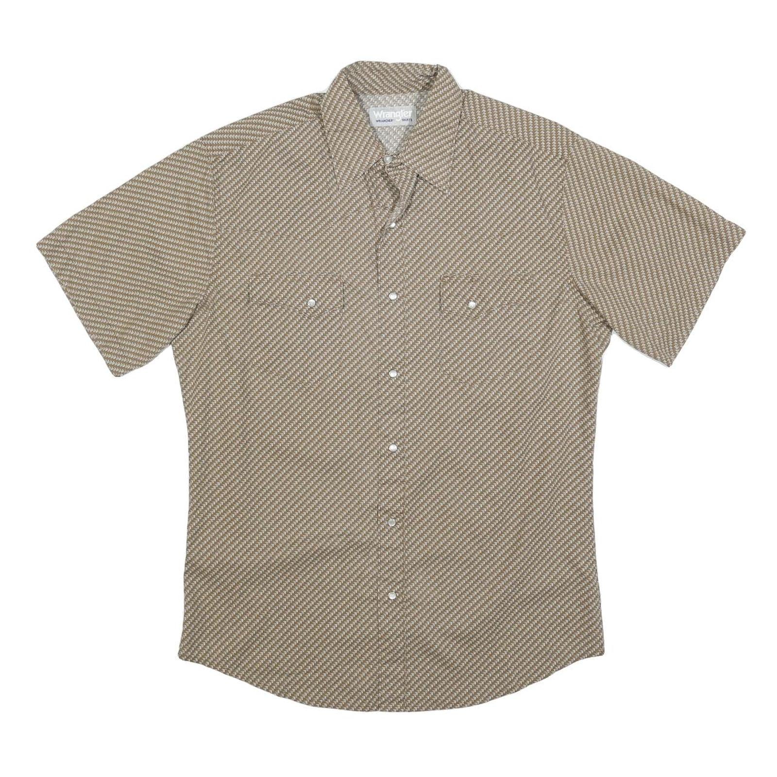 WRANGLER Mens Beige Pattern Short Sleeve Shirt XS Cotton Blend Casual